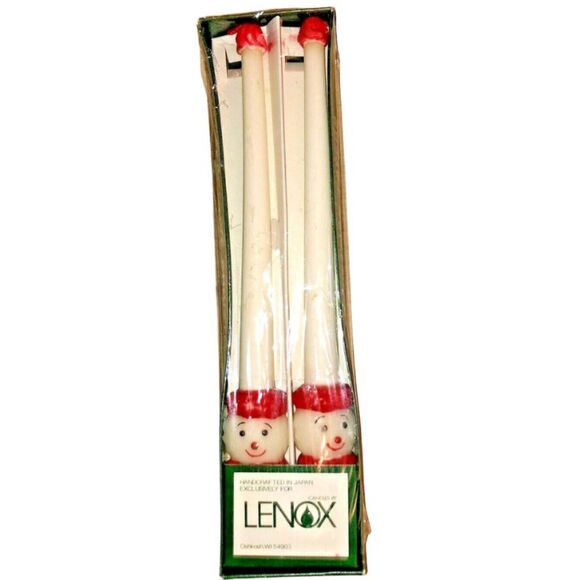 Lenox Christmas Candles Snowman Decorative 12" Taper Vintage Japan NIB - Picture 1 of 9